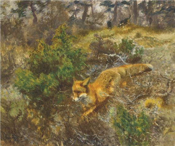 Fox and Hounds by Bruno Liljefors, 1917