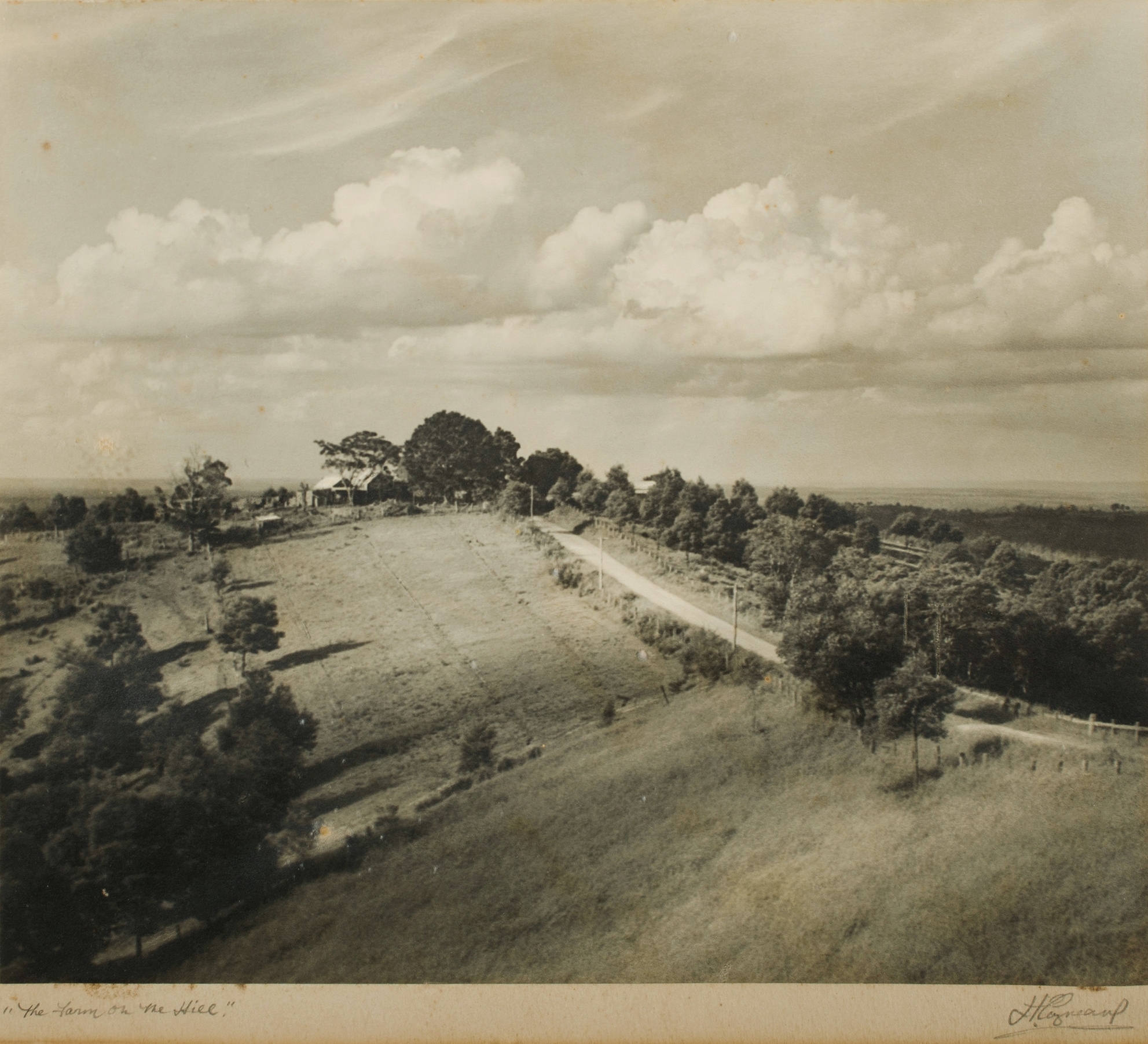 Artwork by Harold Cazneaux, The Farm on the Hill, Made of Silver Gelatin Photograph