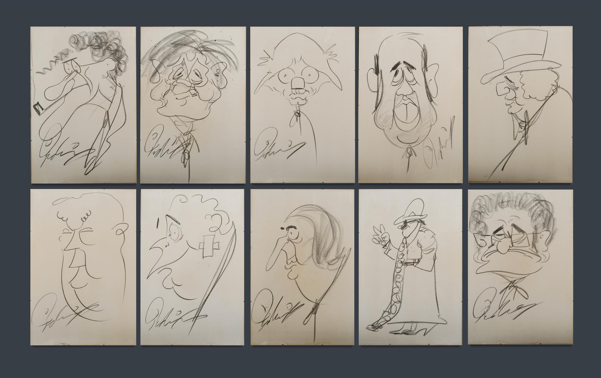 Ten Political Cartoons, Australian Political Figures from the 1970s & 80s. Subjects include Bob Hawke, Sir Robert Menzies, Sir John Kerr, Malcolm Fraser, Sir John Gorton etc - Larry Pickering