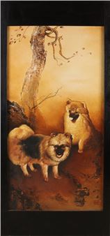 Hondjes in landschap - Li Manfeng