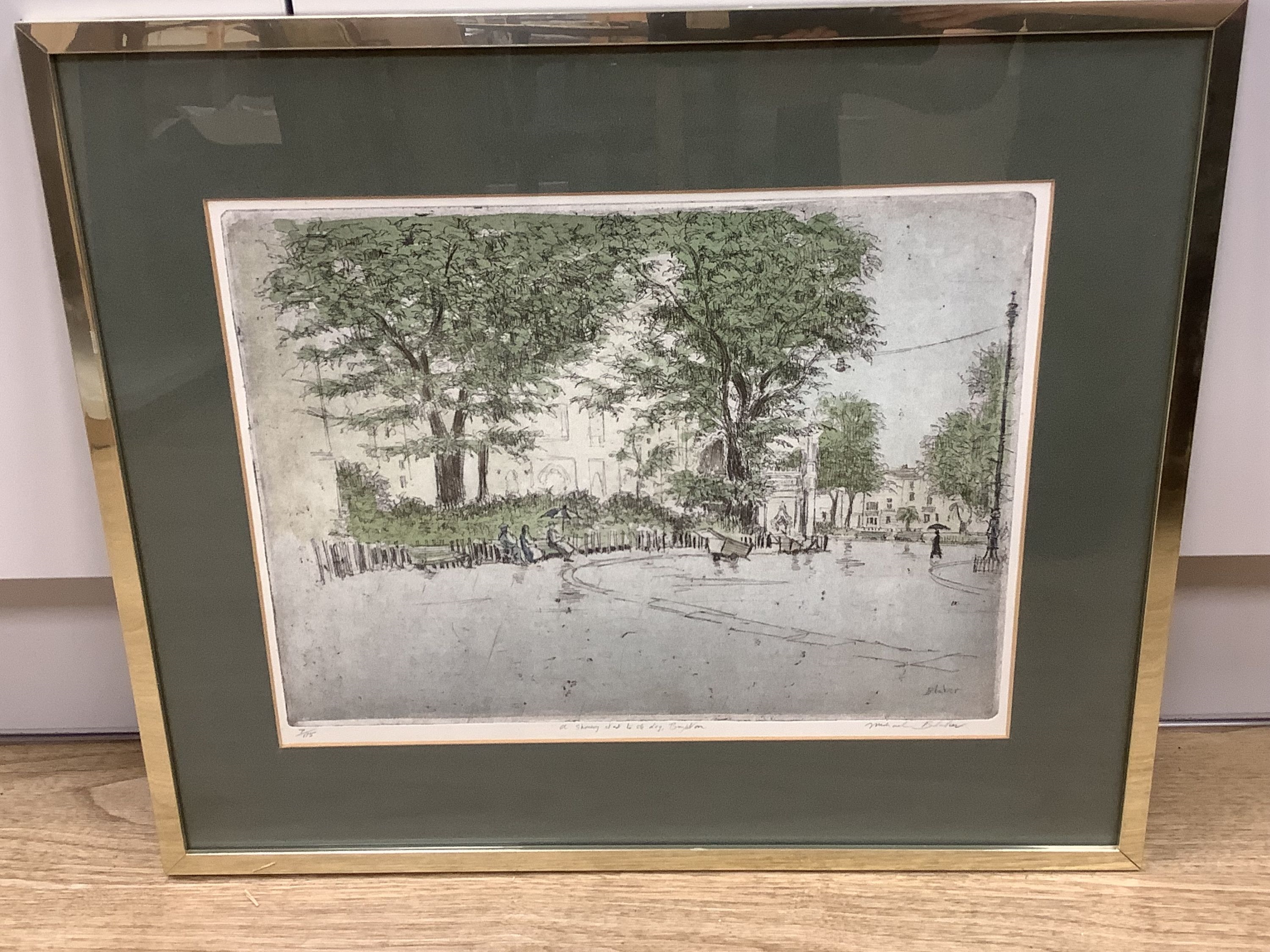 Artwork by Michael Blake, Five coloured etchings, including Brighton, Venice and Northern Italy, Made of coloured etchings