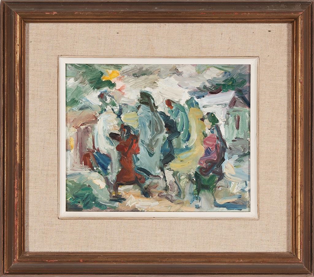 Artwork by Kuba Blacher, Crowd, Made of oil on board