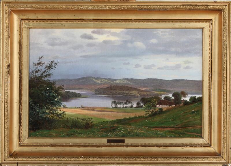 Artwork by Harald Frederik Foss, Landscape with views of Juelsø, Made of Oil on canvas