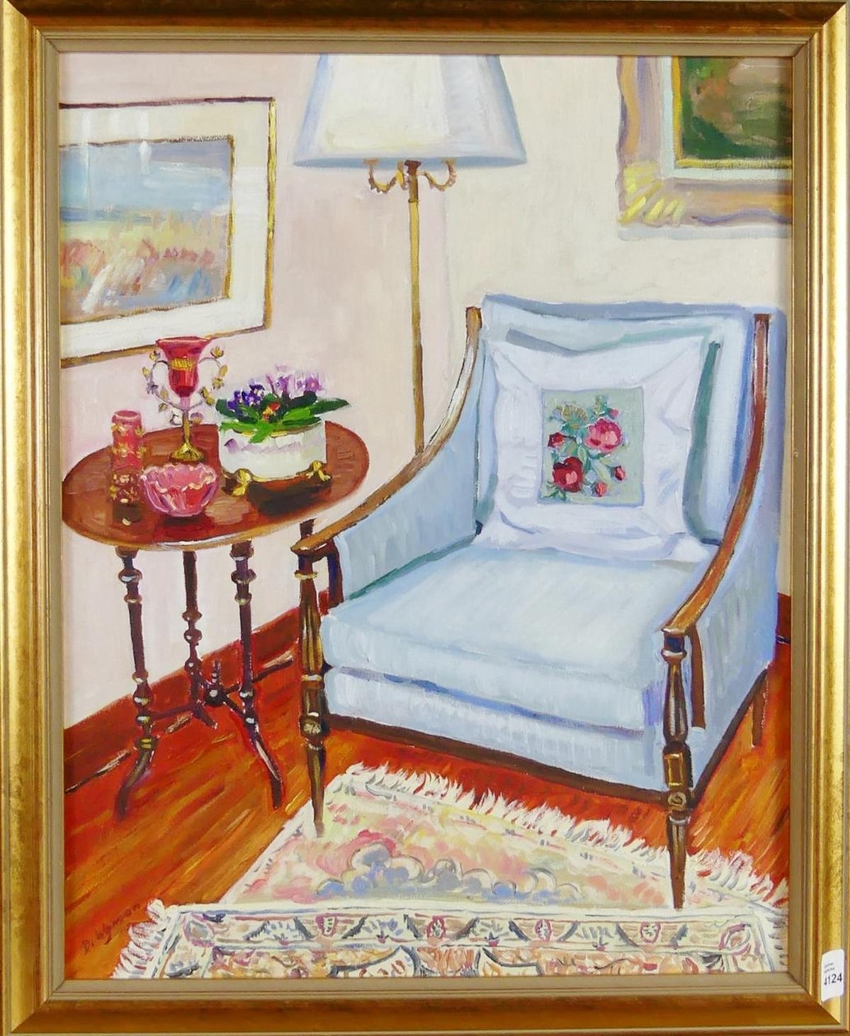 Artwork by Diane Wyman, Father's Blue Chair, Made of acrylic on canvas