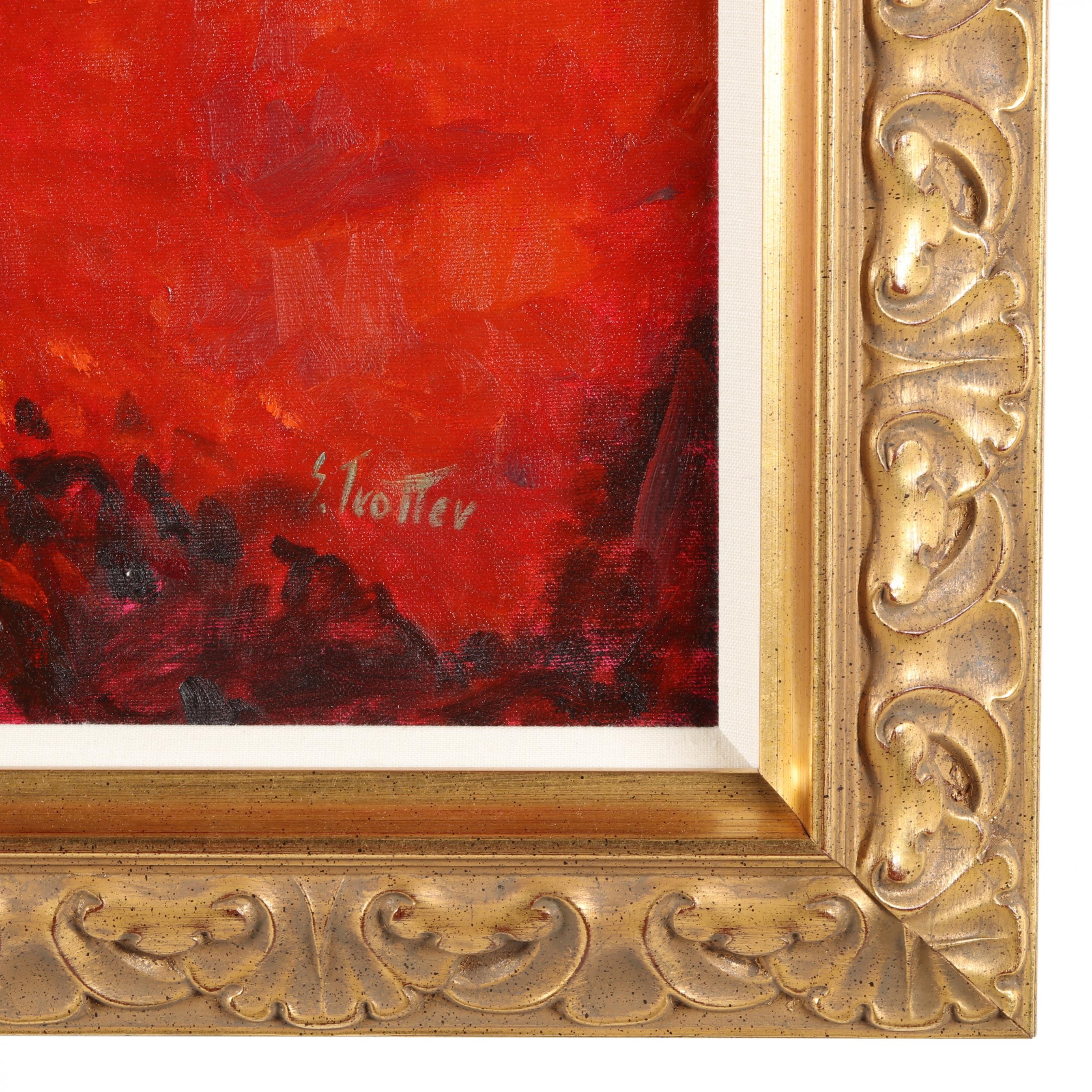 Artwork by S. Trotter, Italian Landscape with Hillside Cottages, Made of Oil on canvas