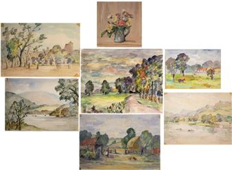 Still life - a jug of roses;  Jardin de Tuileries; Waterhead etc - Leslie Aitchison