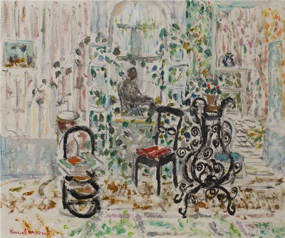 Seated figure in a conservatory by Rune Person