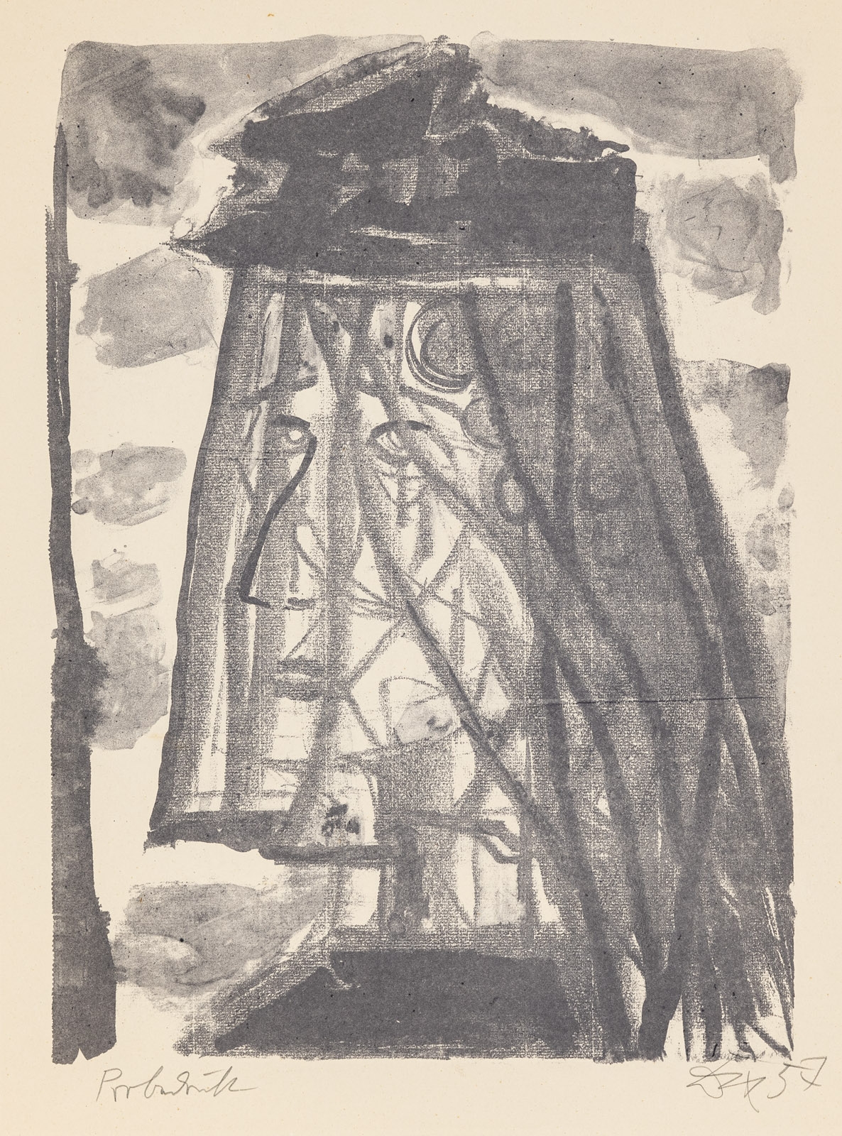 Artwork by Otto Dix, Witwe, Made of Lithograph in gray on laid paper