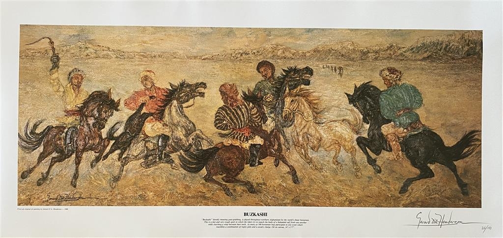 Artwork by Gerard d'Alton Henderson, Buzkashi, Made of prints & explanation cards