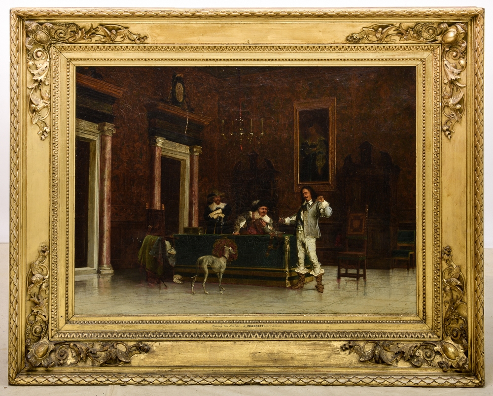 Artwork by J. Ingegnetti, Testing the swords, Made of oil on canvas
