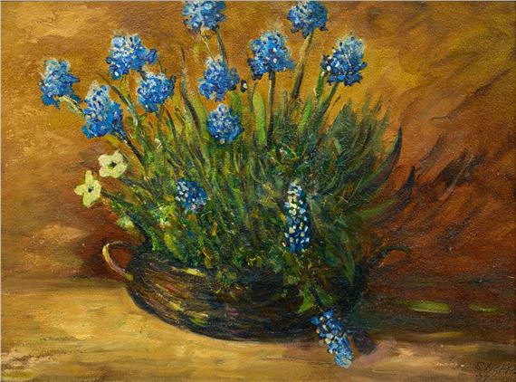Still Life of Bluebonnets by Carl Thomas Hoppe, 1977