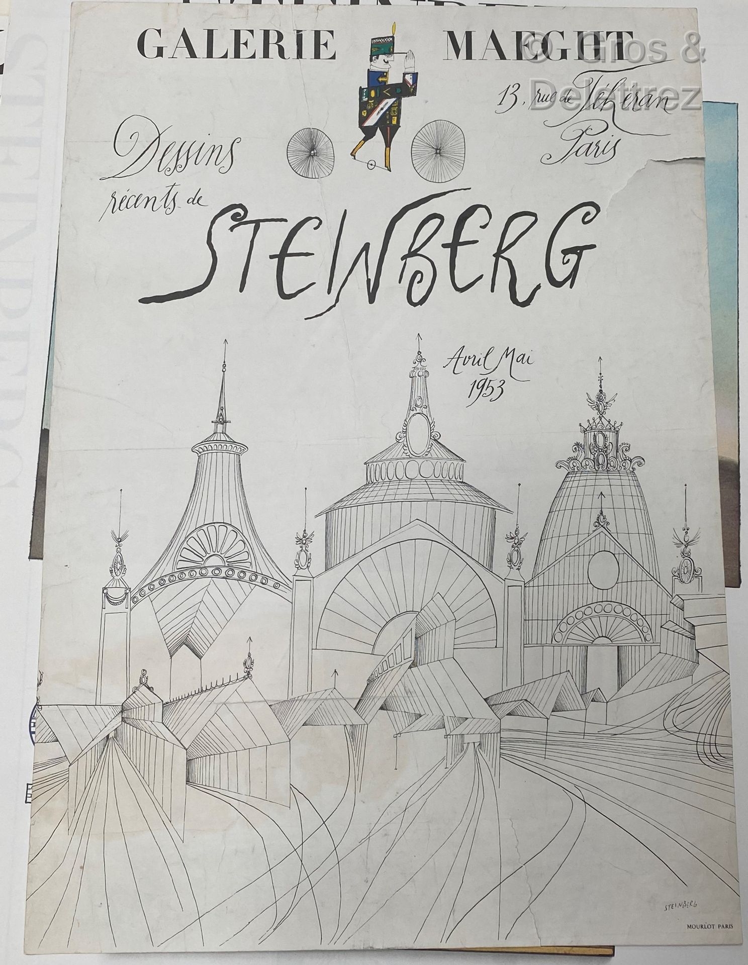 Lithographie Saul Steinberg 1953 - Galerie Maeght - 25.75 X 18.25 Pouces - Modernisme - Neuf