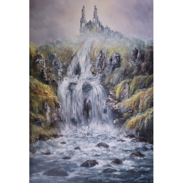 Artwork by Andrzej Fronczak, TEMPLE OF THUNDERING WATER, Made of acrylic/canvas