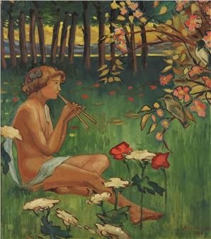 Nymph playing flute - Meulder, J.h.