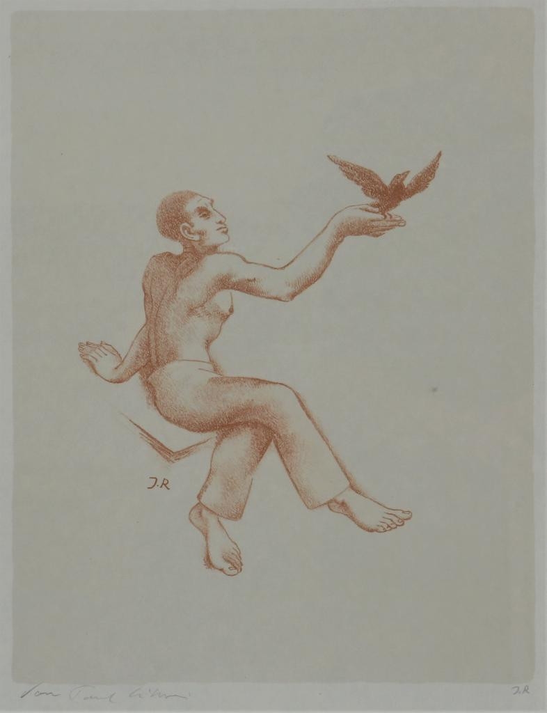 Figuur met vogel by John Rädecker