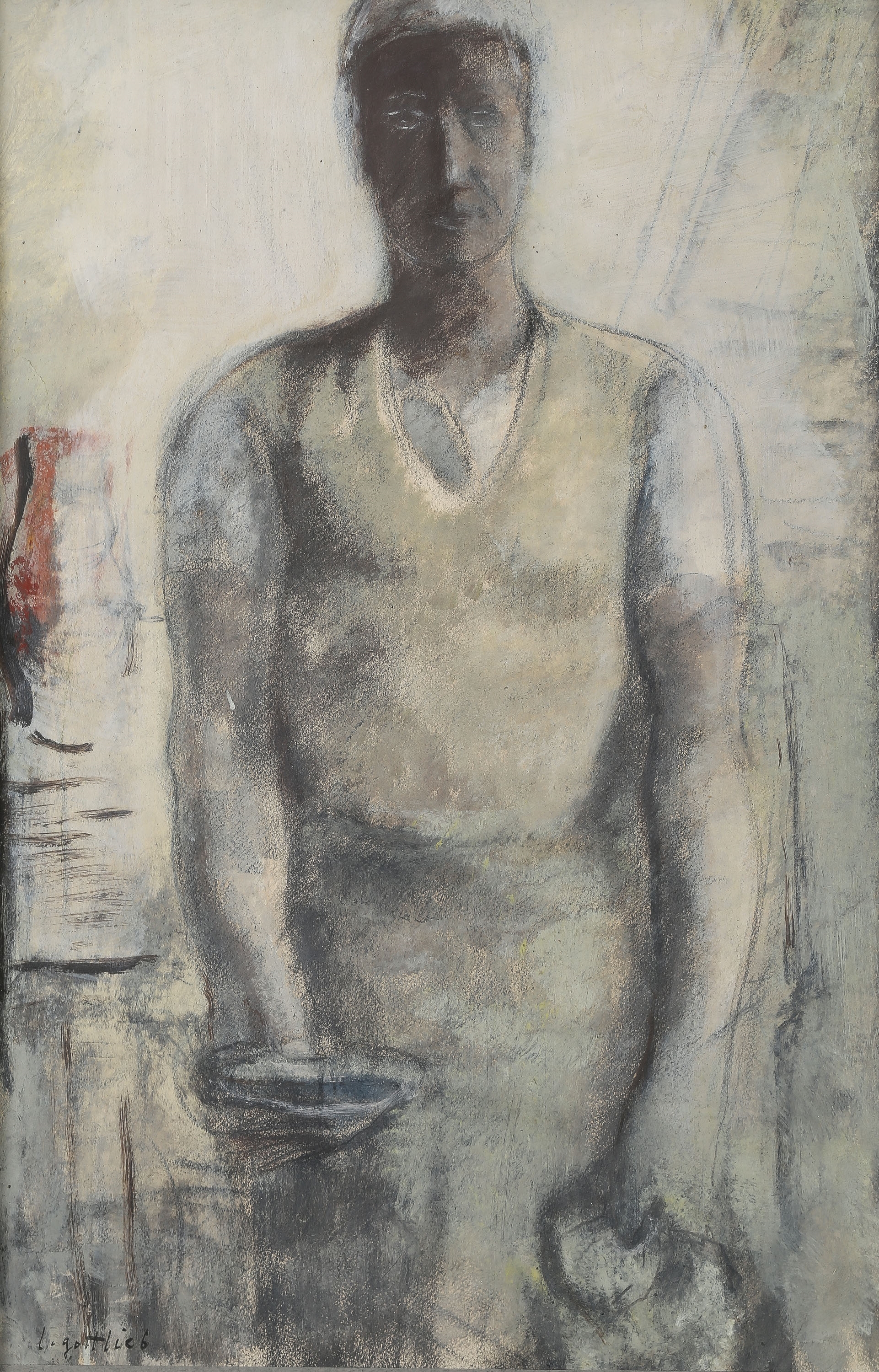 Artwork by Leopold Gottlieb, Kobieta w kuchni, Made of oil, gouache, paper