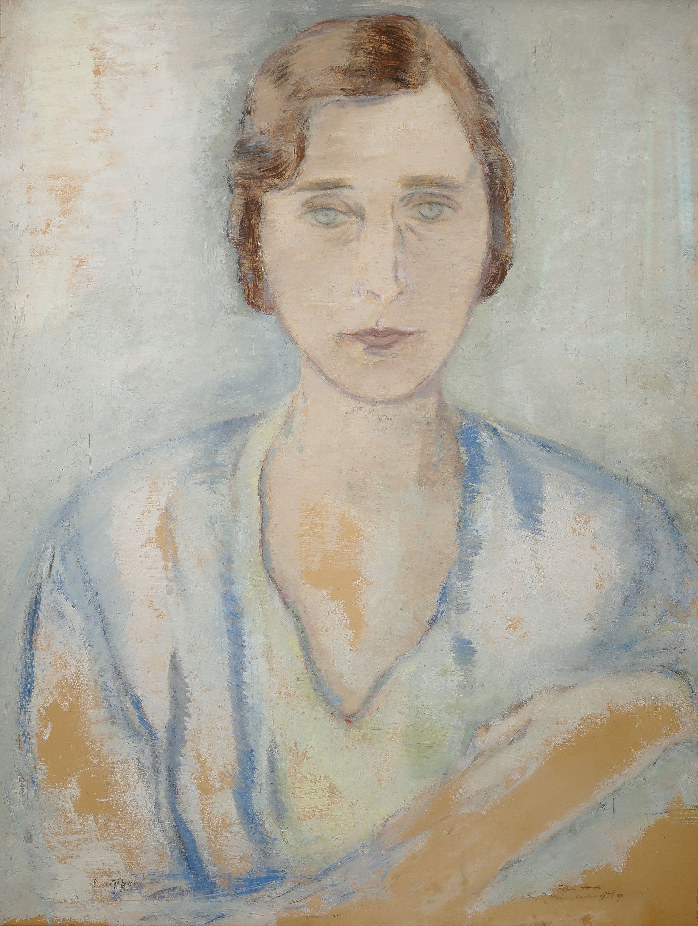 Artwork by Leopold Gottlieb, Portret Leny, Made of oil, cardboard