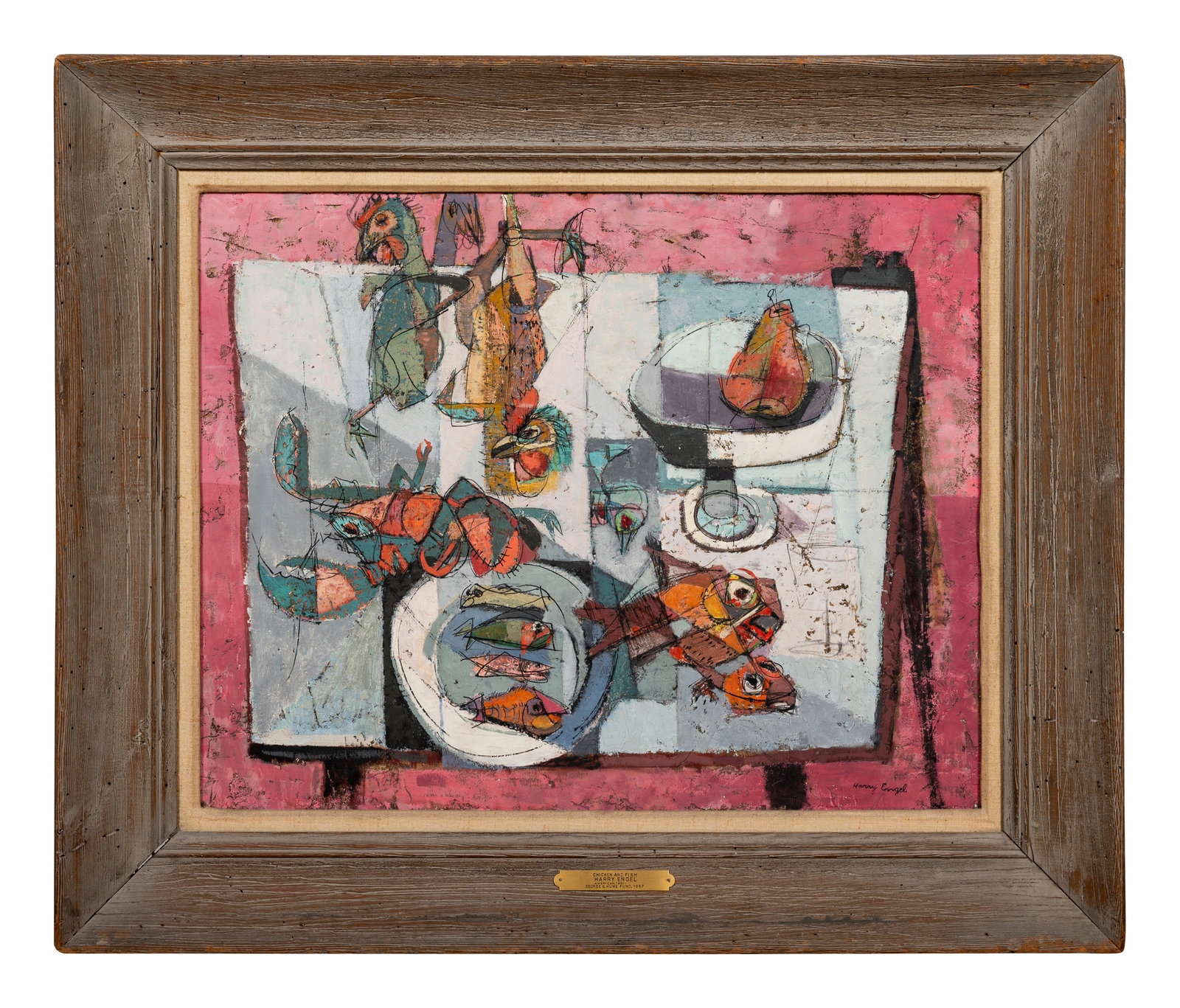 Harry Engel | Chickens and Fish (1957) | MutualArt