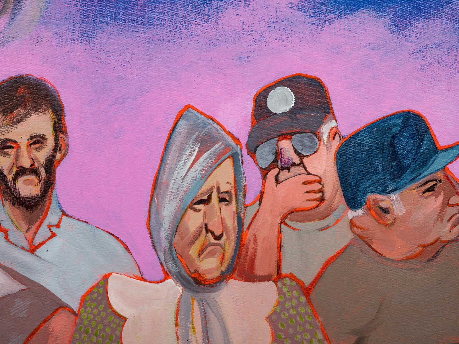 Artwork by Ellie Siskind, Vigilante/Witness (Skidmore Vigilantes), Made of acrylic on canvas