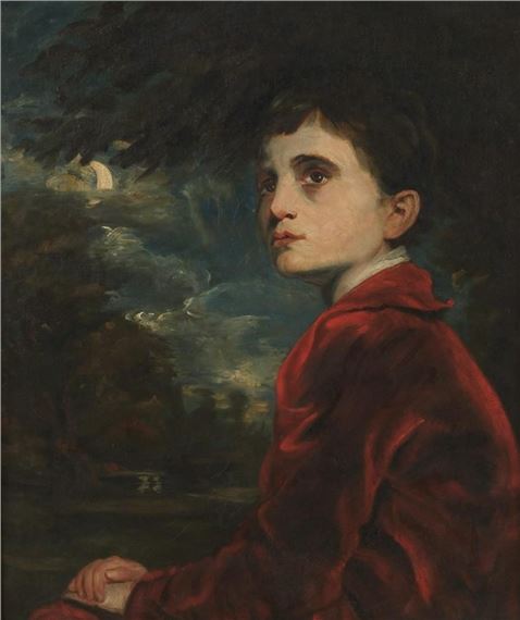 Contemplative youth by Sir Joshua Reynolds, British School, 19th Century