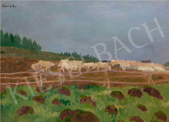 Hills in Nagybanya (Herd of Oxen in Izvora I.) by Károly Ferenczy, 1911