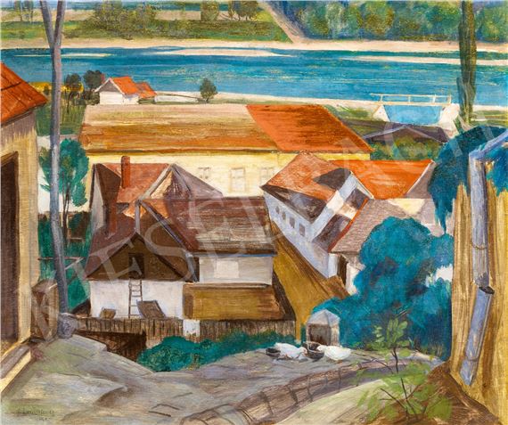 View to the Danube (Szentendre by József Bánáti Sverák, 1935
