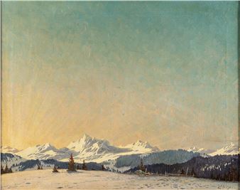 Tief verschneite Gebirgslandschaft bei Sonnenaufgang Picture