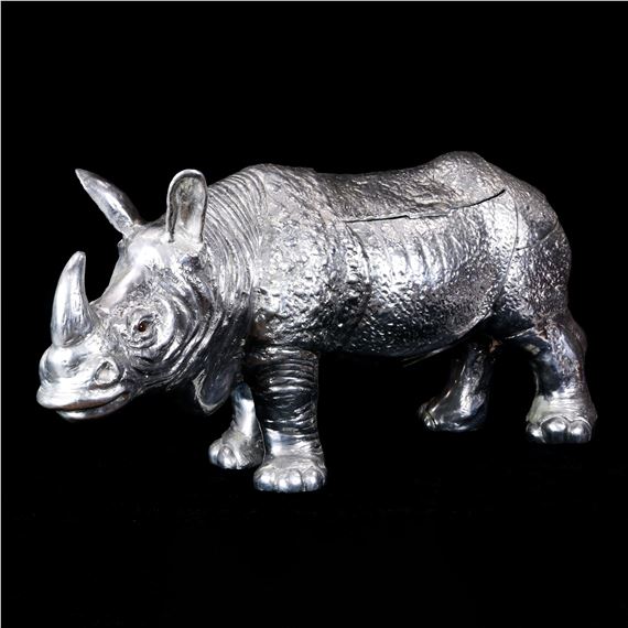 Arthur Court aluminum rhino form wine cooler by Arthur Court