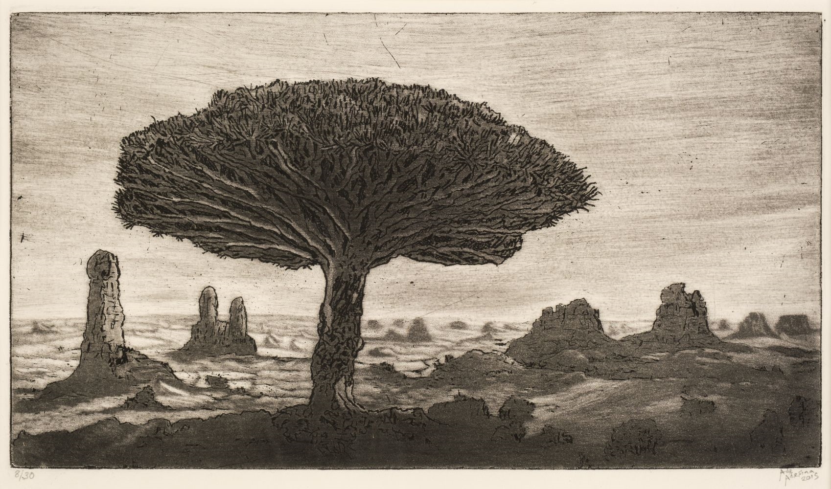 Artwork by Ade Adesina, The Long Walk, Made of etching, on wove paper