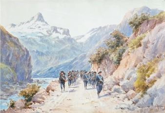 Alpine hunters in the Roya valley. - L. Rambaud