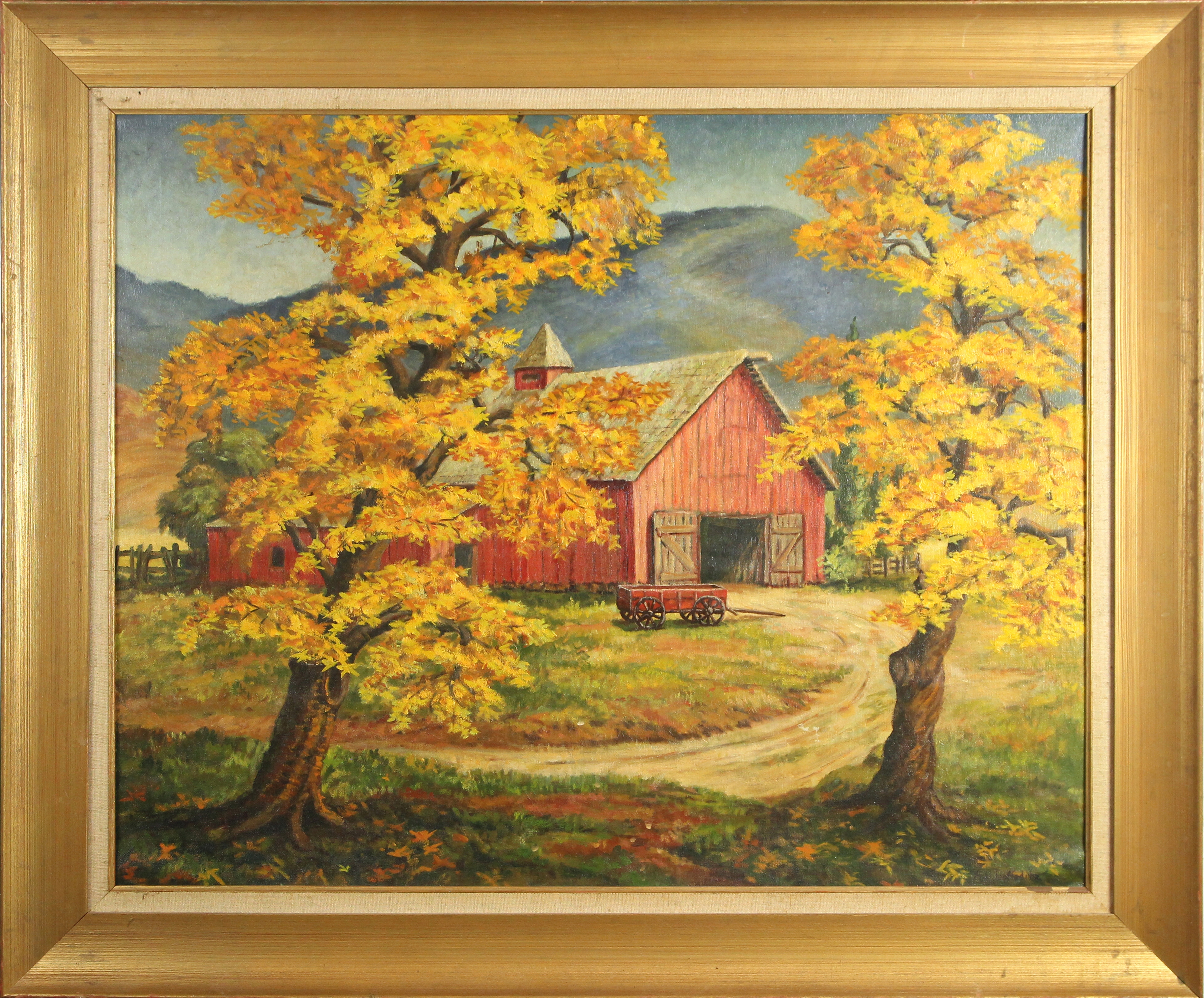 Artwork by A. H. Hoffeditz, Red Blue and Gold, Made of oil on masonite