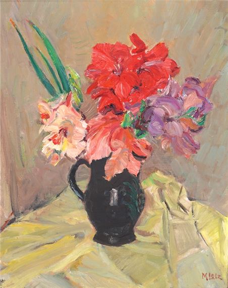 Vase with gladioli by Marie Lotz