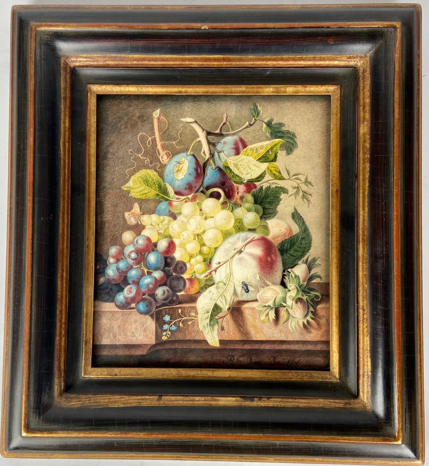 Huge oil painting beautiful still life fruits with butterfly and birds nest 36" 