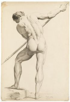 "Academia: Desnudo masculino con lanza" - Cristóbal Bel