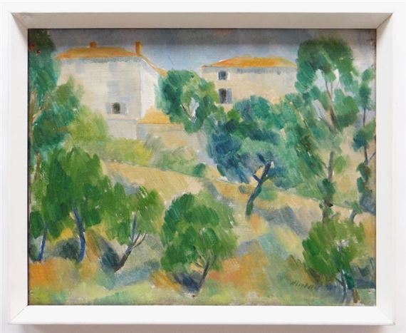 Tuscan landscape with trees to the fore by Leonard McComb