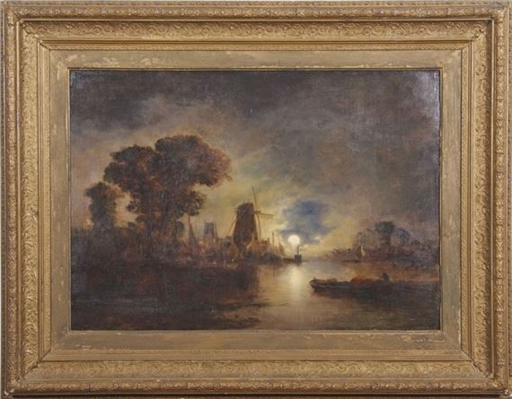 Moonlight over the river by John Berney Crome