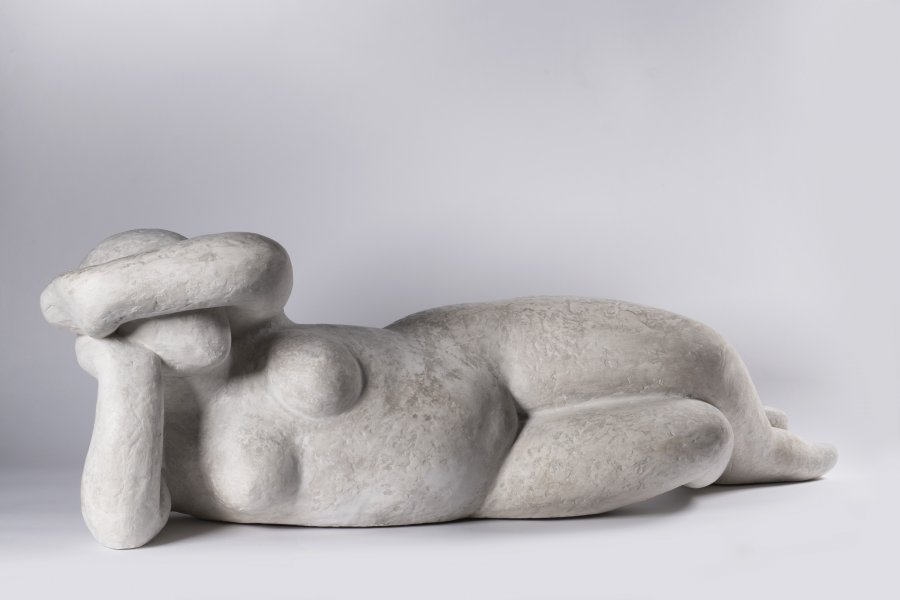 Artwork by Miroslav Vystrčil, RECUMBENT NUDE, Made of Plaster