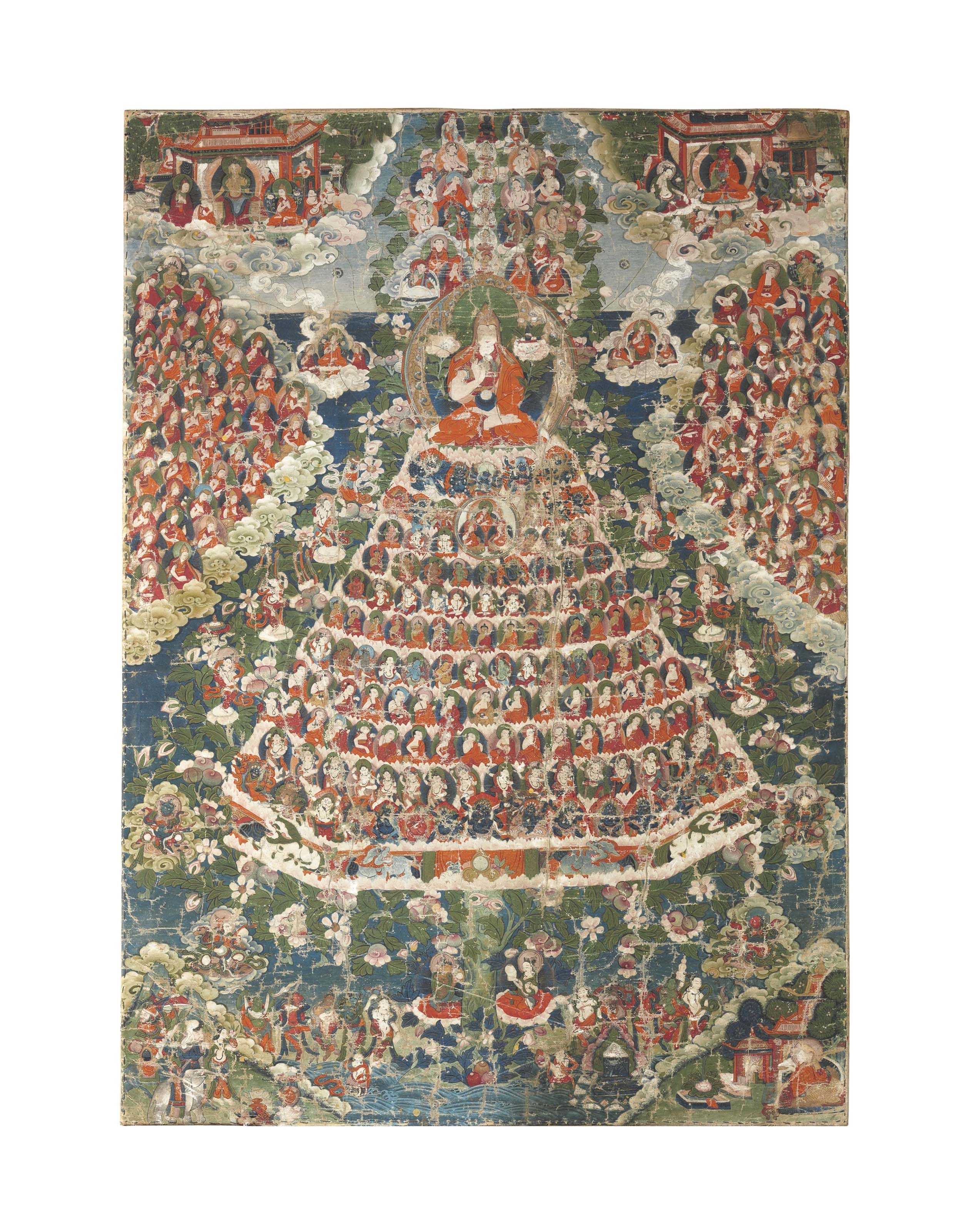 A painting of Tsongkhapa and the Field for the Accumulation of Merit by Tibetan School, 18th Century, 18th century