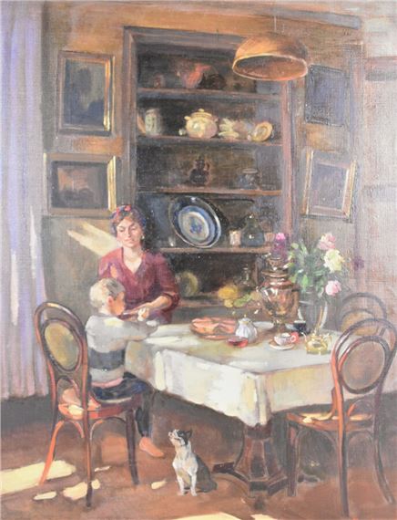 "Scène d'intérieur" by Russian School, 20th Century