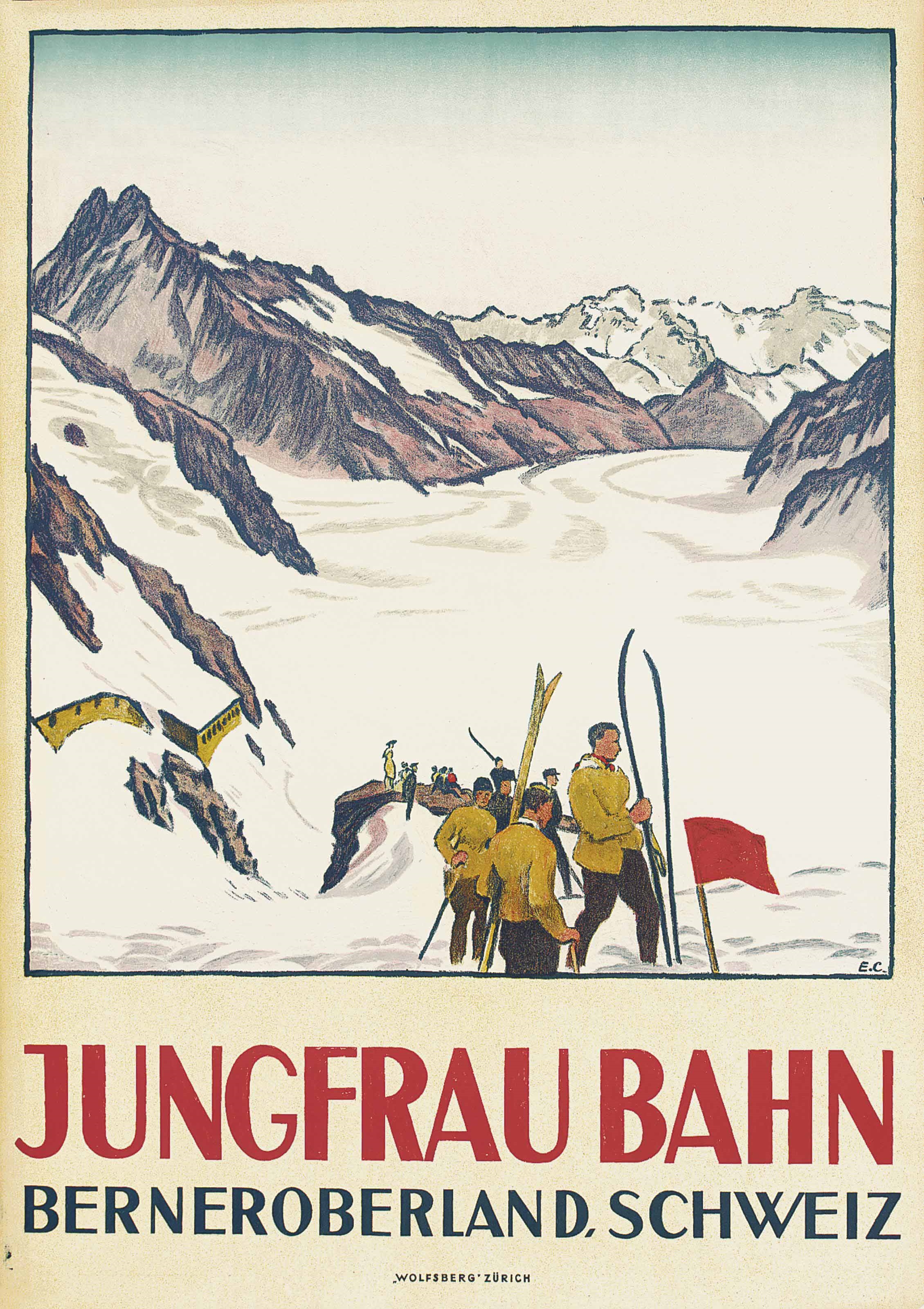 Artwork by Emil Cardinaux, JUNGFRAU BAHN, Made of lithograph in colours