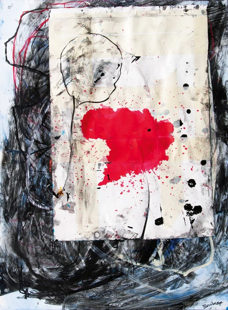 Artwork by Leo Beninga, The One not known well, Made of collage and mixed media