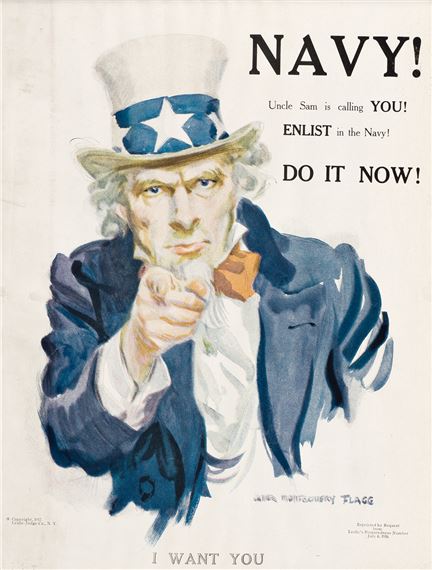 James Montgomery Flagg | NAVY! UNCLE SAM IS CALLING YOU! (1917) | MutualArt
