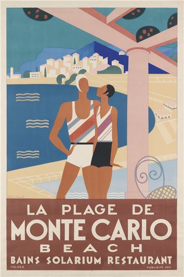 LA PLAGE DE MONTE CARLO. . by Michel Bouchaud, 1929