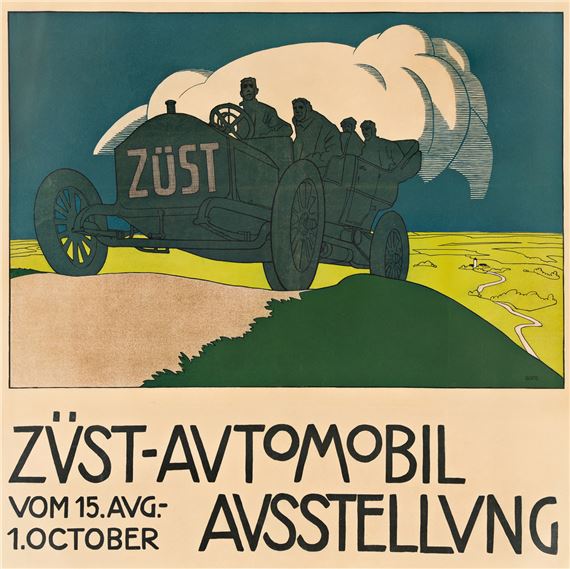 ZÜST - AUTOMOBIL AUSSTELLUNG by Olaf Gulbransson, Circa 1910