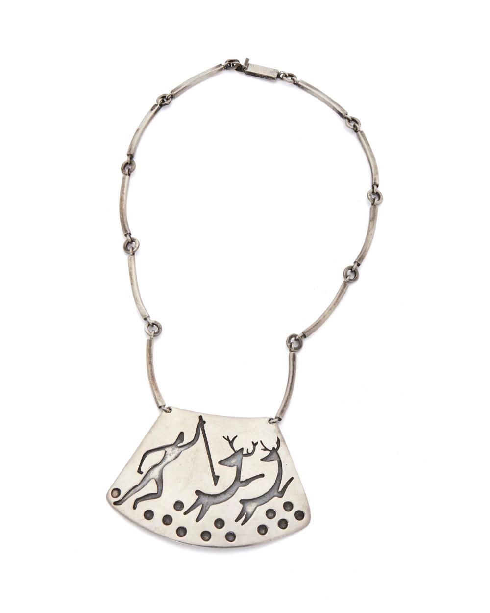 An Lascaux-motif sterling silver necklace
