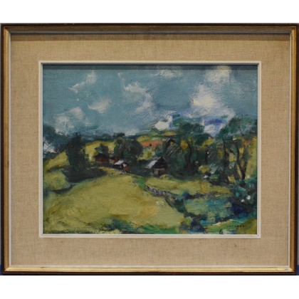 Artwork by Aldo Guenzani, "Valle di Susa", Made of oil on canvassed panel