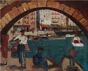 Scène de port au Pays Basque - Sadi de Maheo