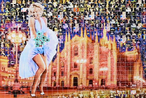 Artwork by Maria Murgia, Marilyn nel mondo: Milano, Made of digital photomosaic mounted on kapafix panels