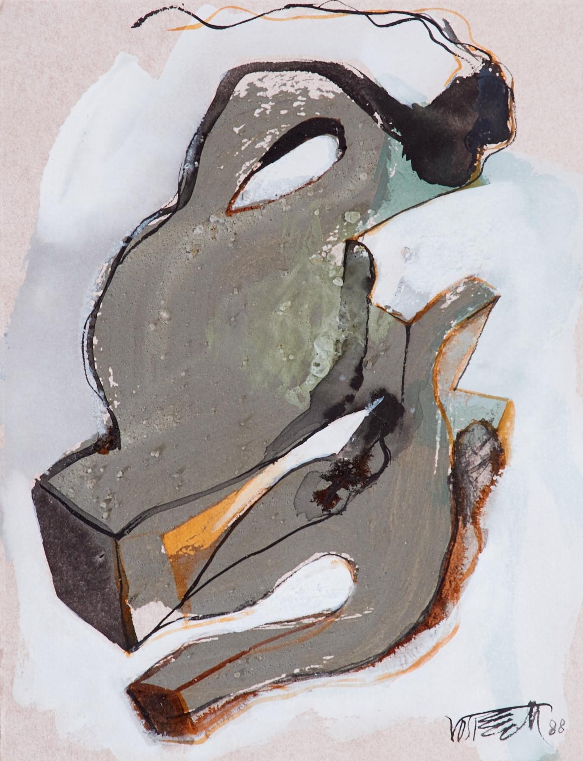 Artwork by Wolf Vostell, Untitled, Made of Watercolor, gouache and sand on laid paper