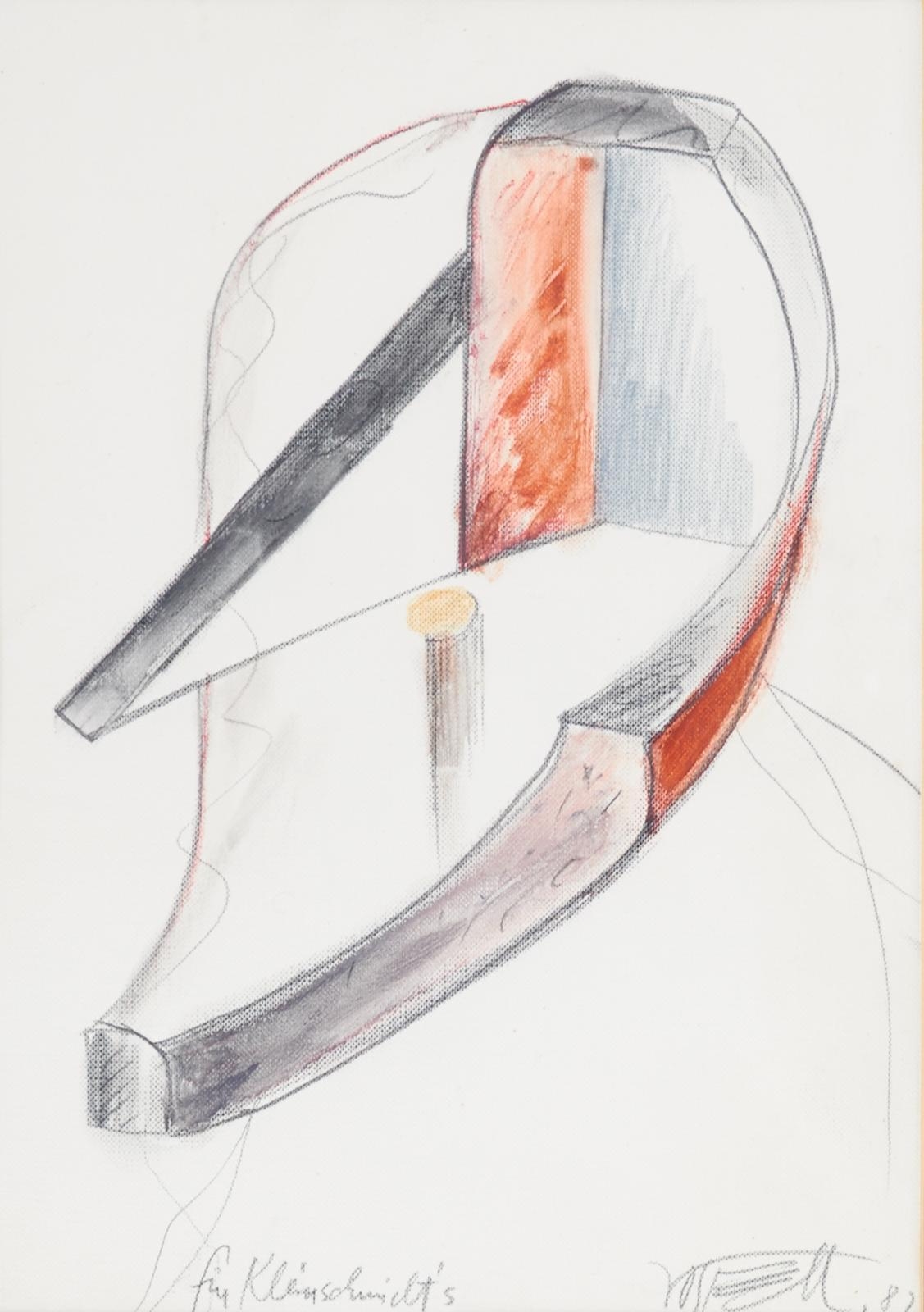 Artwork by Wolf Vostell, Afrikanische Maske, Made of Chalk drawing and watercolor on thin canvas textured cardboard